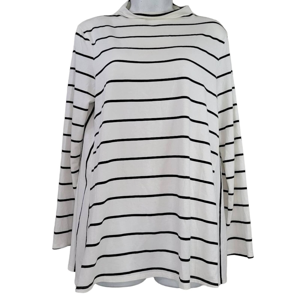 TWO by Vince Camuto Women's Striped Mock Neck Long Sleeve Tunic Top Size S